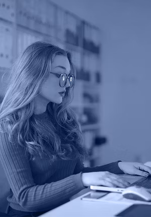 A person working at a laptop